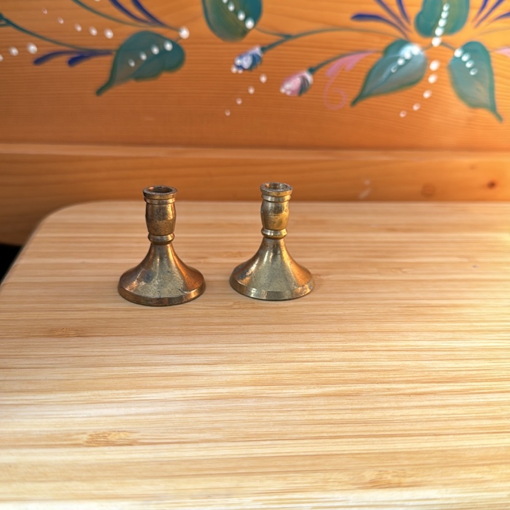 Vintage miniature Brass Candle Holders